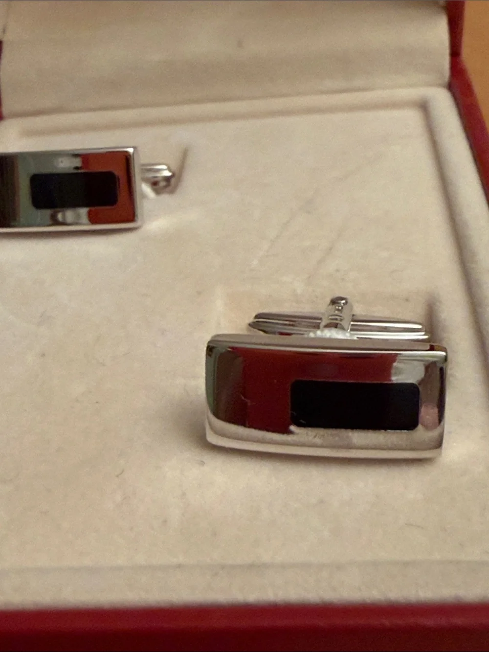 S.T. Dupont Silver-Tone Cufflinks with Black Inlay